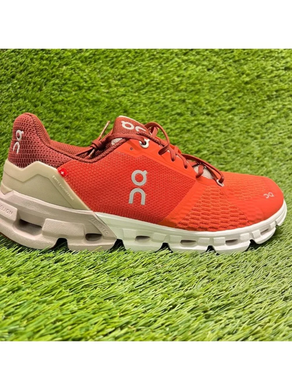 On Cloudflyer Womens Size 9 Orange White Athletic Running Walking Shoes Sneakers